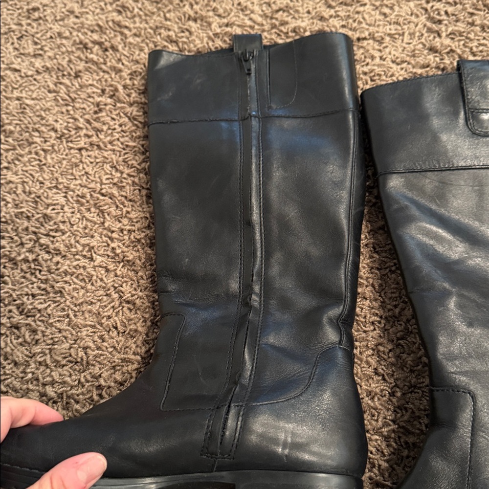 Lauren Ralph Lauren Black Leather Riding Boots - Picture 2 of 8